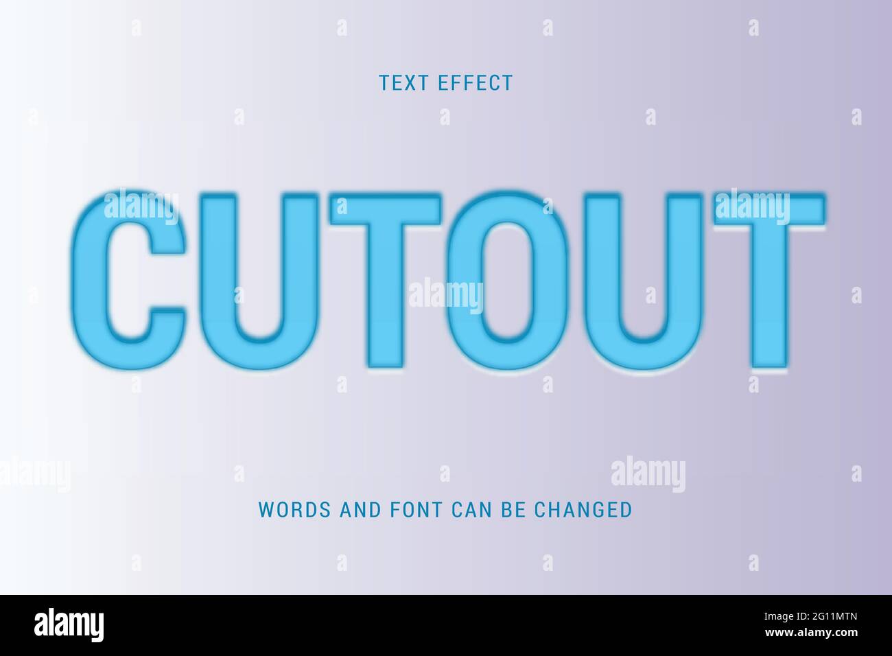 blue cutout text effect illustration isolated on transparent background editable vector image Stock Vector