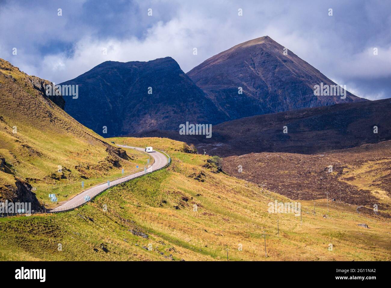 Traffic on the North Coast 500 in north west Scotland Stock Photo