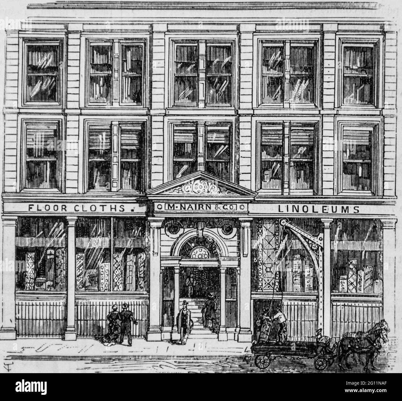 depot de manchester de linoleum ,l'univers illustre 1882,editeur librairie nouvelle Stock Photo