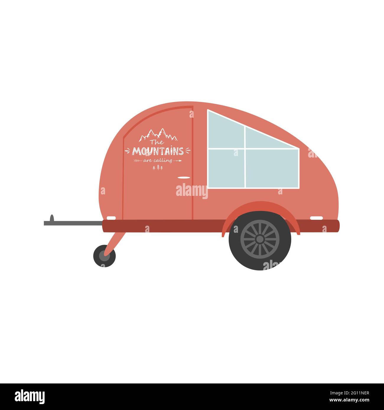 Travel trailer flat icon, vector illustration. Design element for camping backgrounds Stock Vector