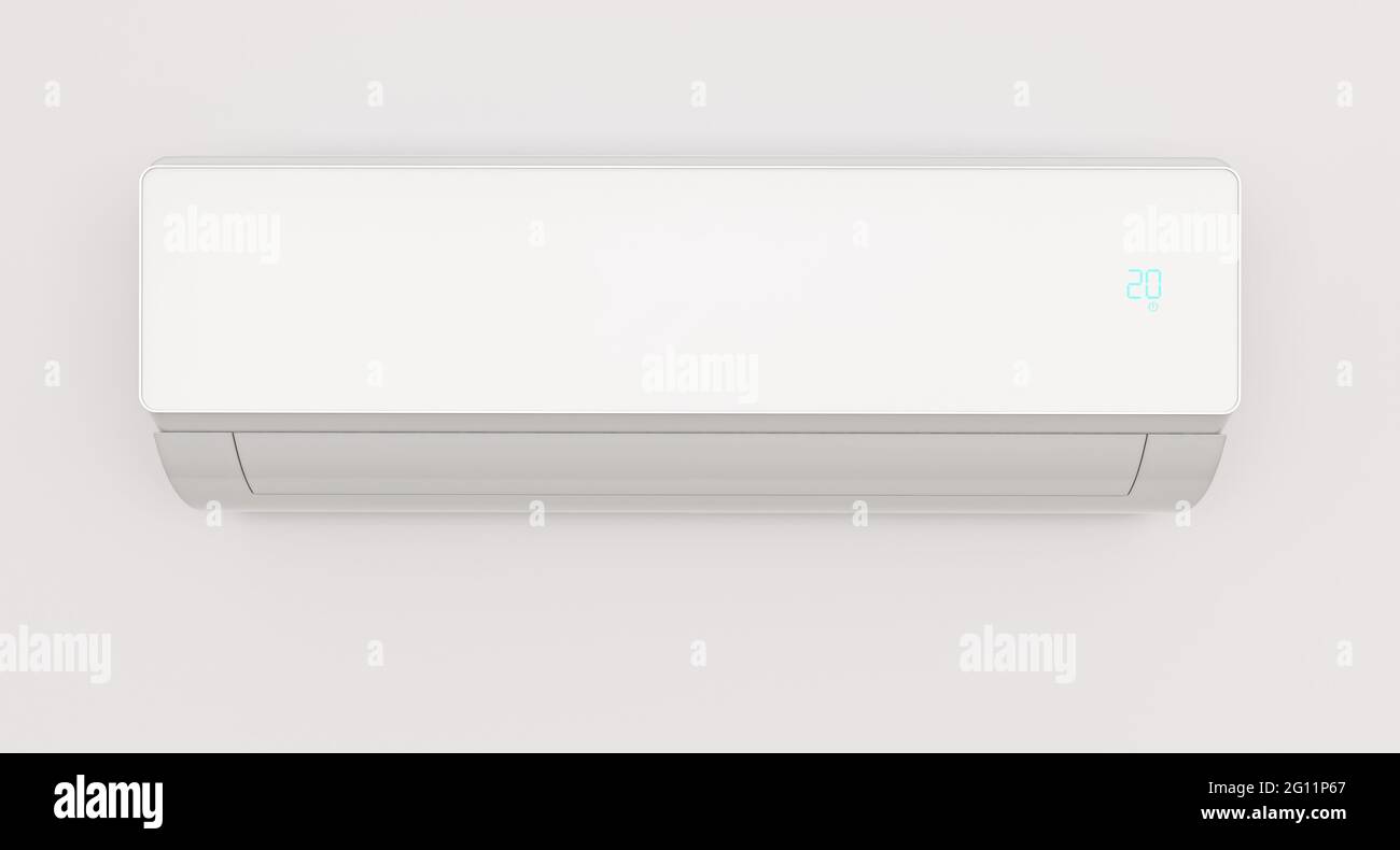 Air conditioner on white wall background, 3d rendering Stock Photo - Alamy