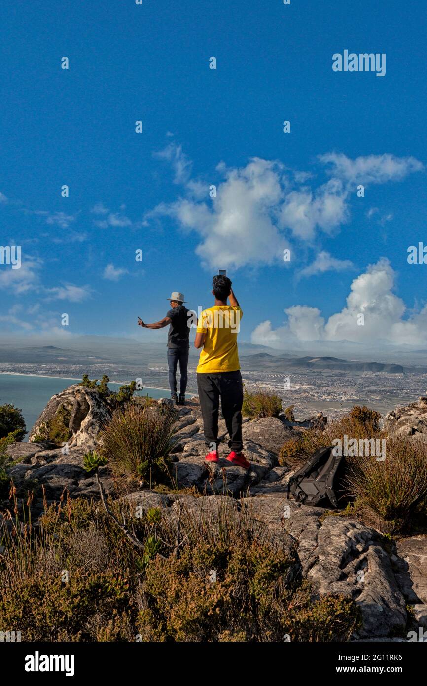 Visitors at the top on Table Mountain ,Cape Town, South Africa Stock Photo