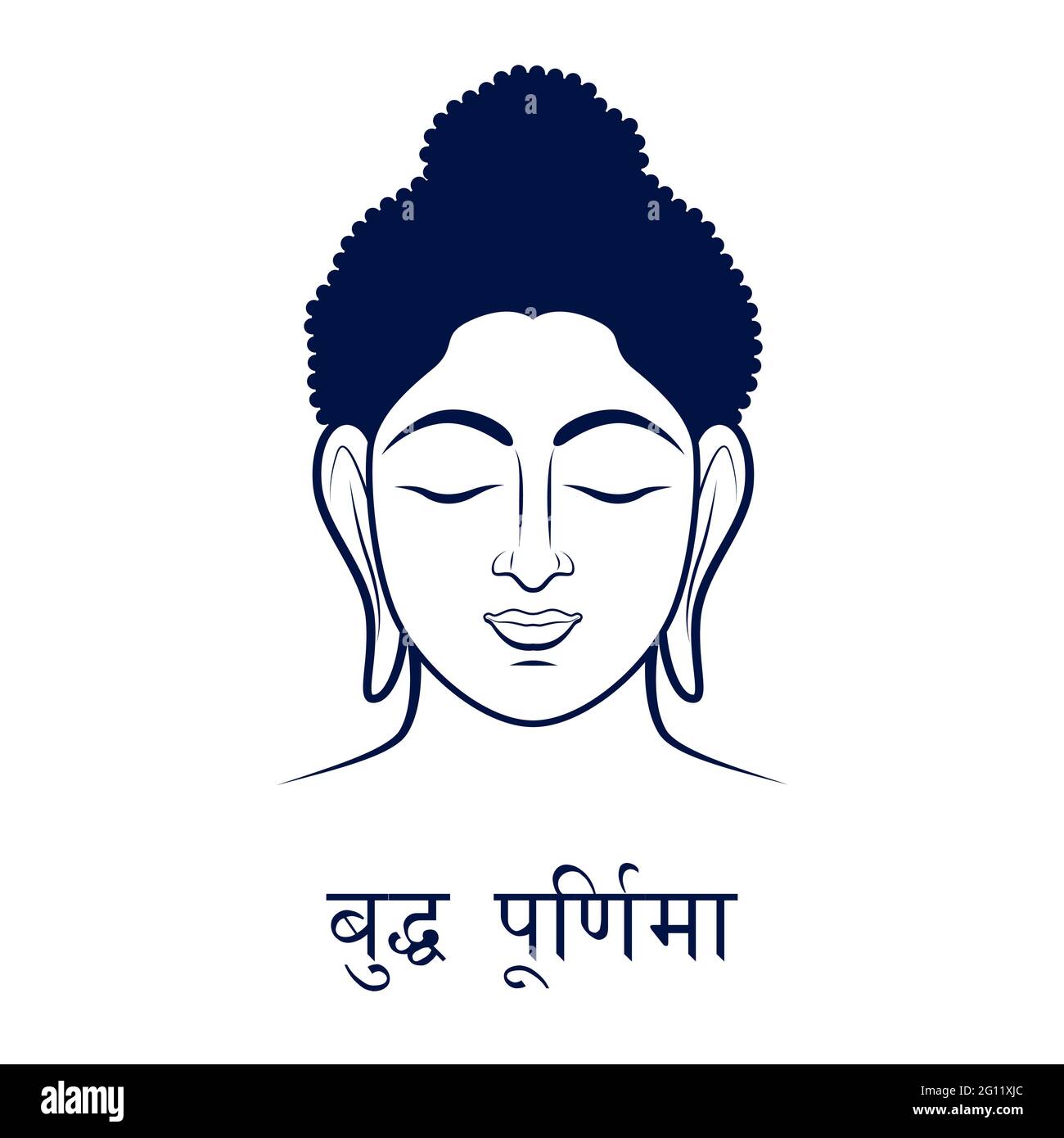 Lord Buddha In Meditation For Buddhist Festival With Text In Hindi Meaning Happy Buddha Purnima Vesak Stock Vector Image Art Alamy