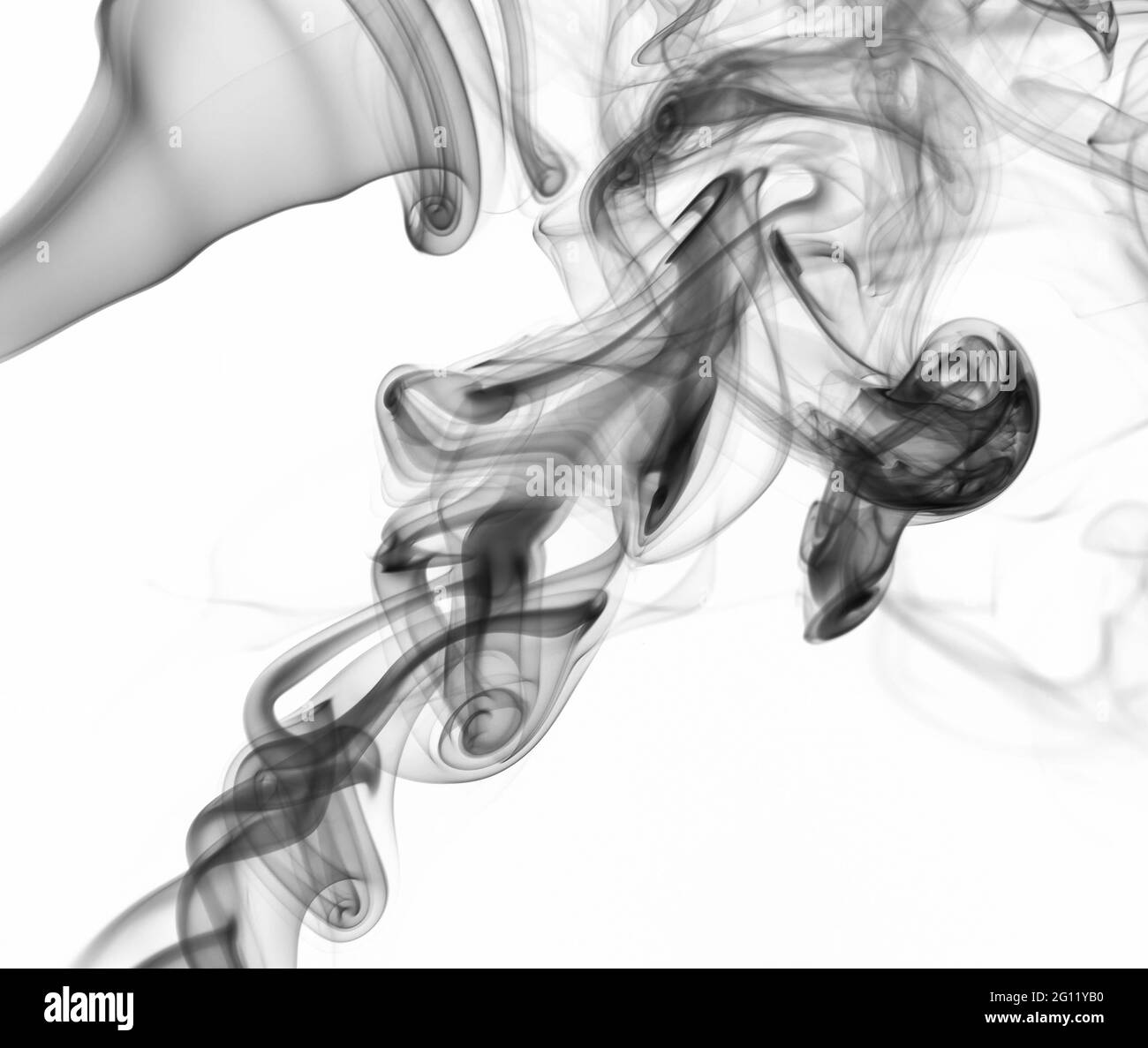 Abstract element smoke background on white backdrop. Clean steam monochrome wallpaper Stock Photo