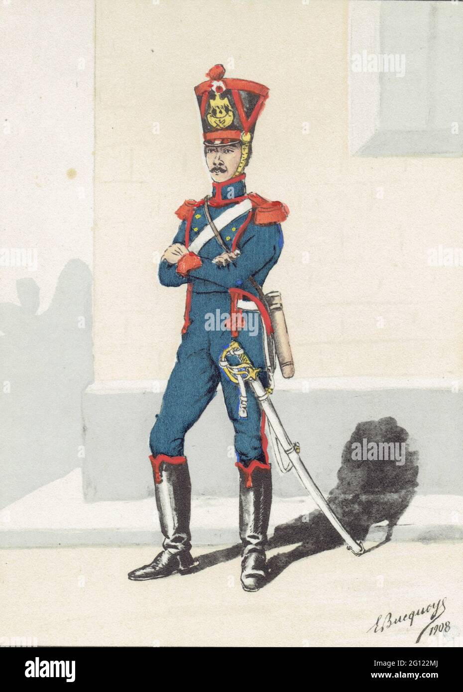 canonnier du 1er régiment d'artillerie à cheval en grande tenue 1813 Stock  Photo - Alamy