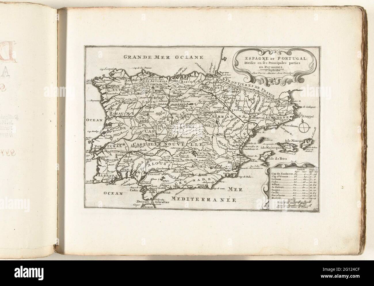 Map Of Spain And Portugal Ca 1702 Espagne And Portugal Divises And Ses Principales Parties Ou Royaumes Les Forces De L Europe Asie Afrique Et Amerique Ou Description Des Principales Villes Avec Leurs