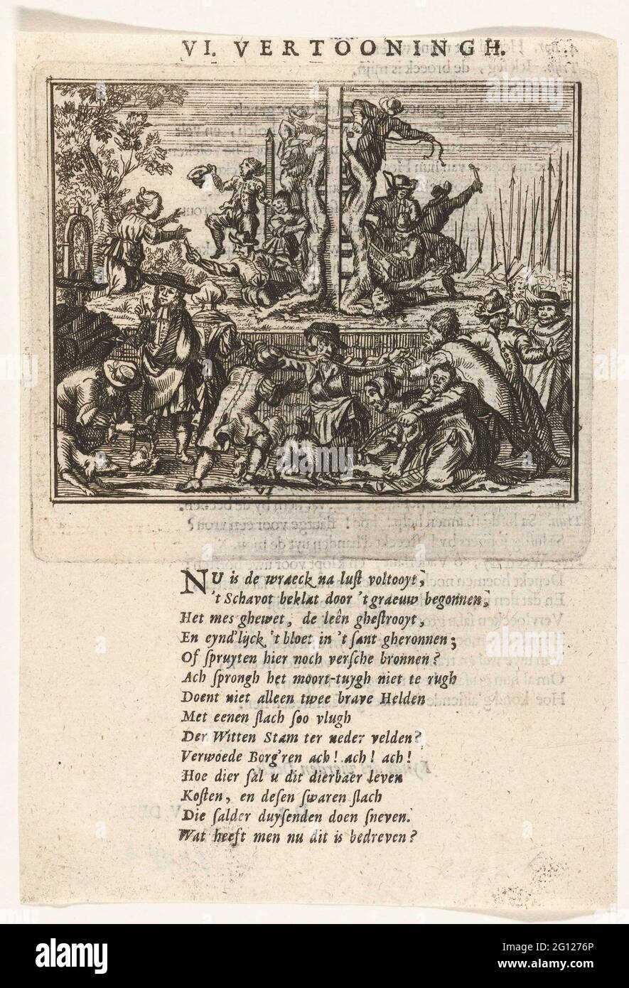 The mutilated bodies of the De Witt brothers, 1672. Muturing the bodies