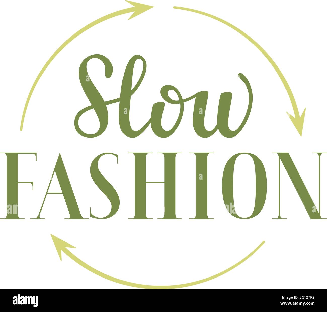 Slow fashion lettering, sustainable fashion vector sign, short phrase, ethic clothes, sale, retail concept Stock Vector