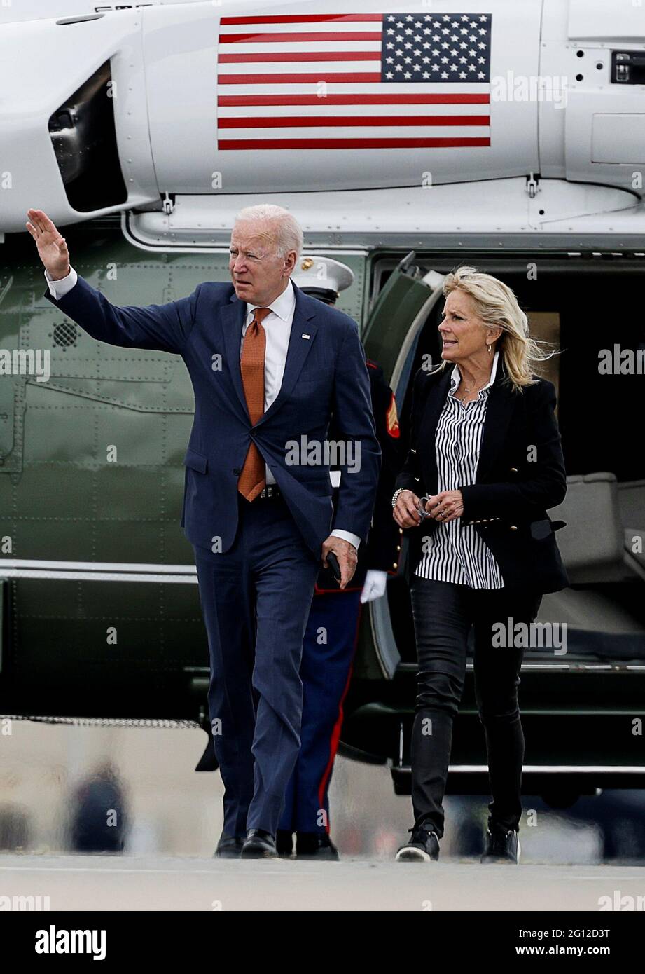 U S President Joe Biden And First Lady Jill Biden Walk From Marine One To Board Air Force One For Return Travel To Washington Dc At Dover Air Force Base In Dover Delaware