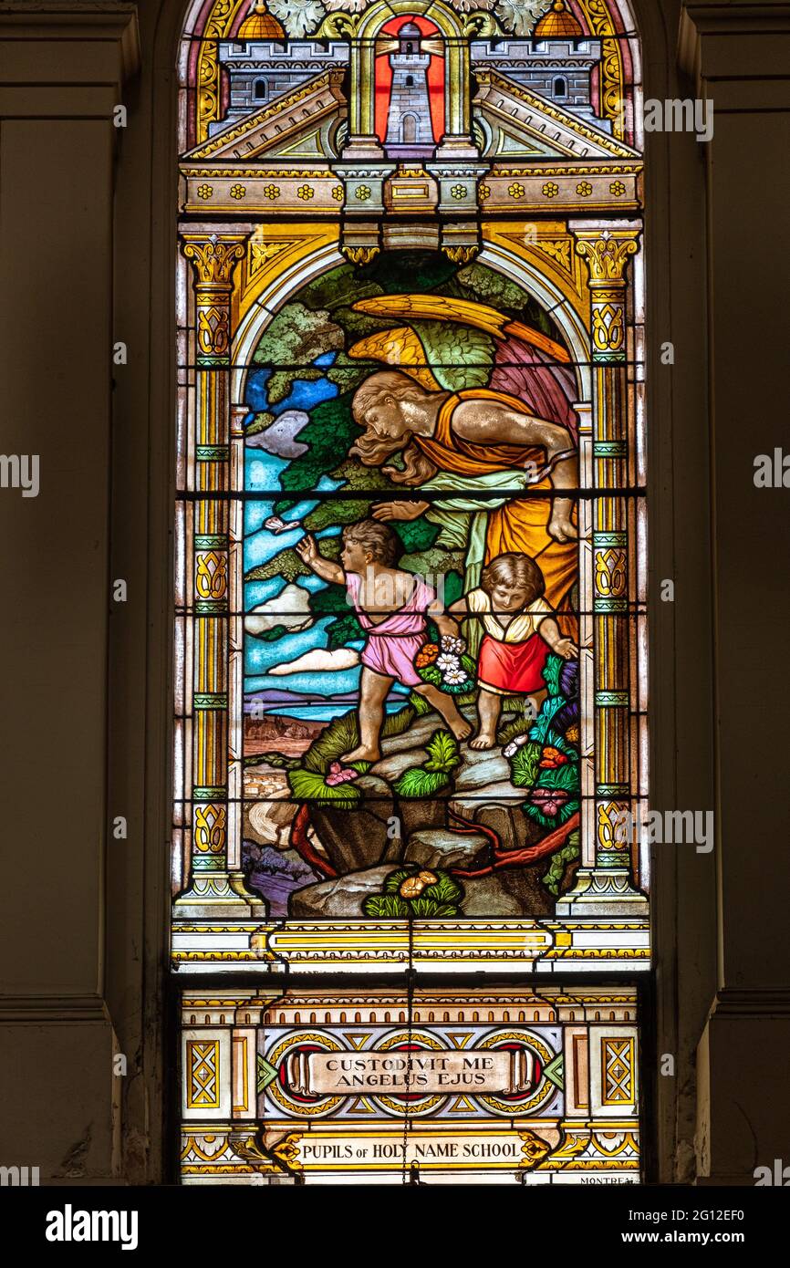 Stained glass window in the Church of the Holy Name, Toronto, Canada Stock Photo