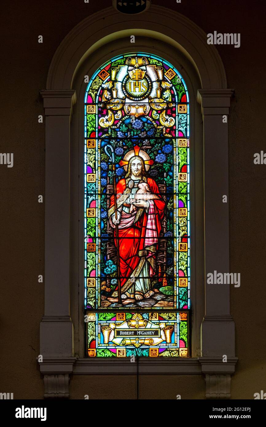 Stained glass window in the Church of the Holy Name, Toronto, Canada Stock Photo