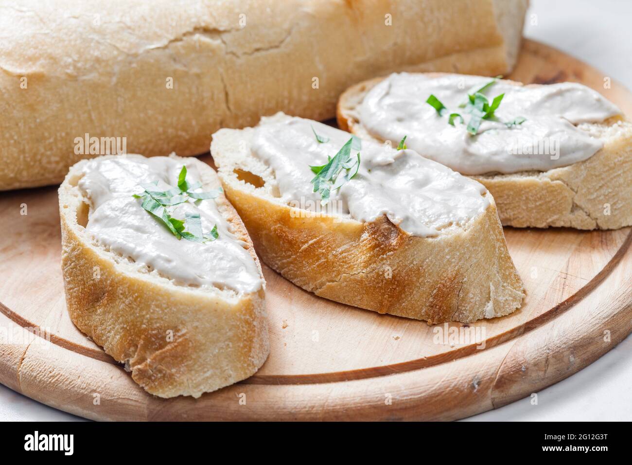 anchovy spread on white baguette Stock Photo Alamy