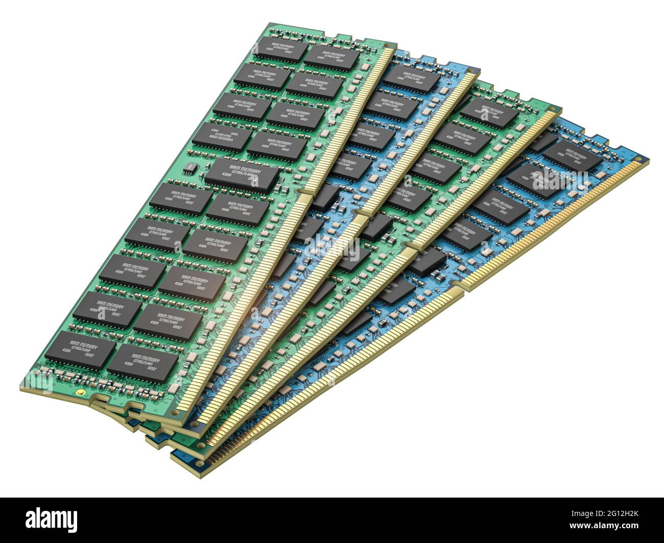 DDR ram computer memory modules isolated on white. 3d illustration. Stock Photo