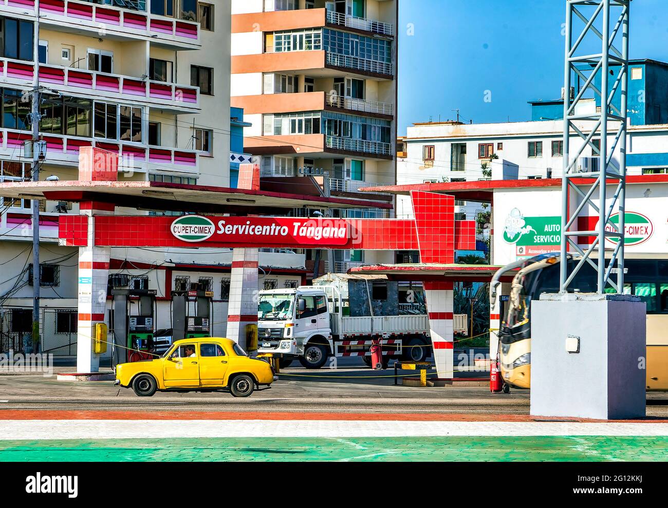 Gas station in the Vedado neighborhood in Havana, Cuba Stock Photo Alamy