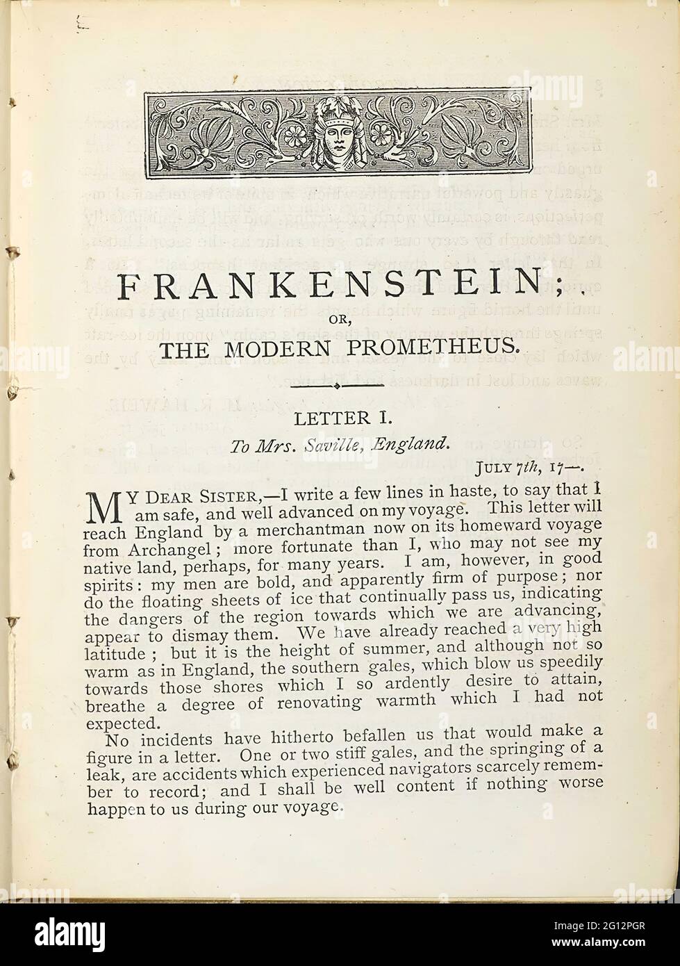 Frankenstein, or the Modern Prometheus, 1886 , London, by Mary Shelley. Mary Wollstonecraft Shelley (30 August 1797 – 1 February 1851) was an English Stock Photo