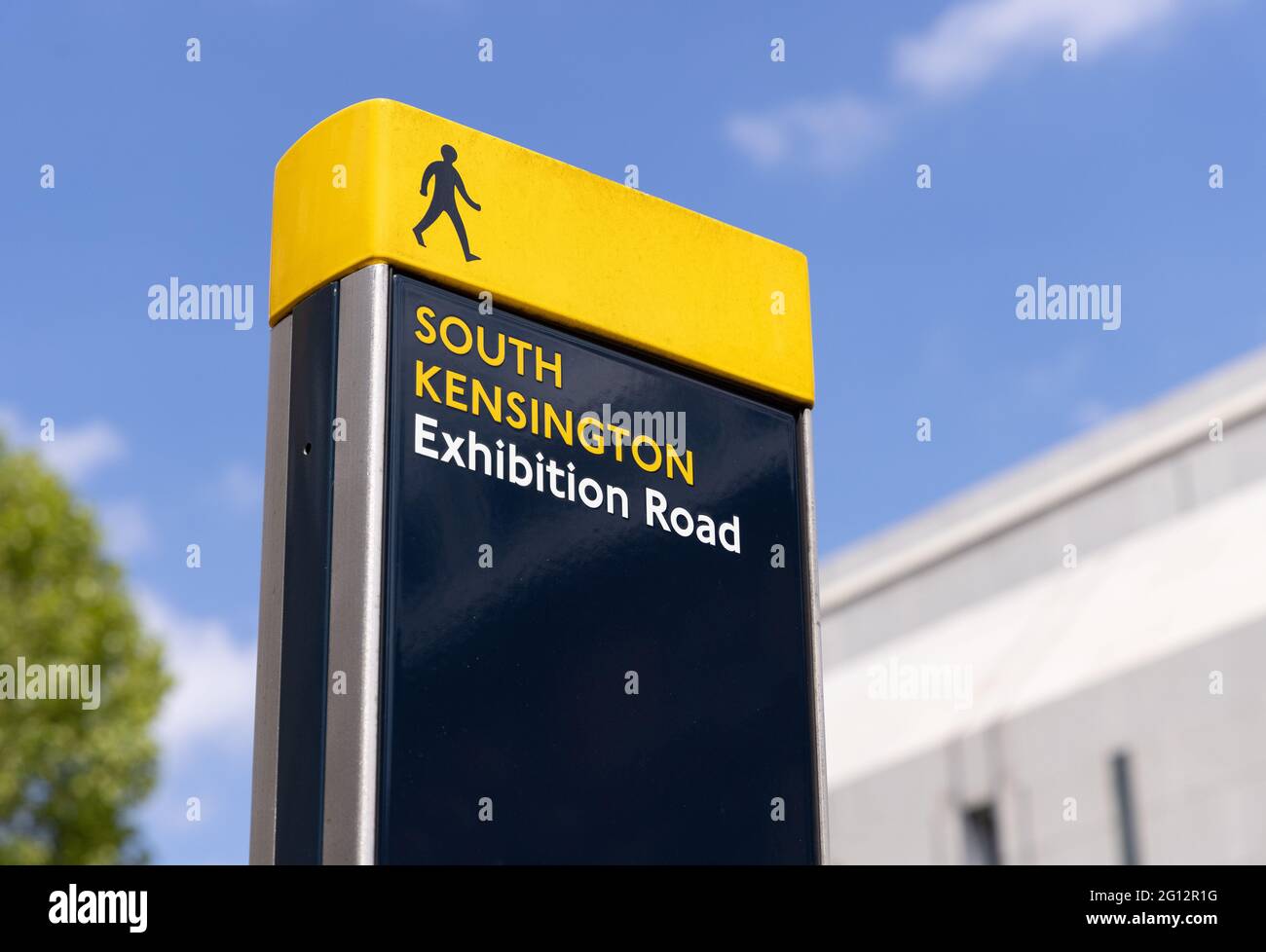 South Kensington Exhibition road sign, South Kensington London UK Stock Photo