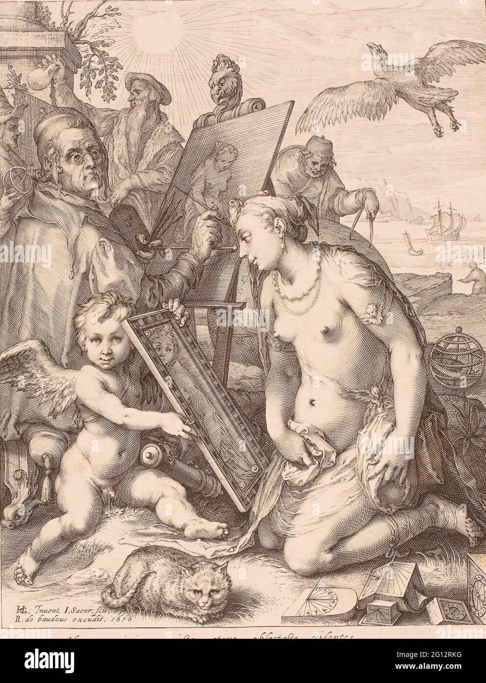 Jan Saenredam. The Painter - 1616 - Jan Saenredam (Netherlandish, 1565-1607) after Hendrick Goltzius (Dutch, 1558-1617). Engraving on paper. Stock Photo