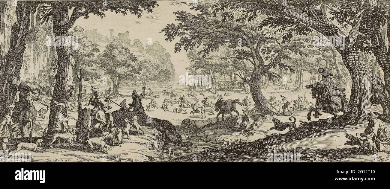Jacques Callot. The Stag Hunt - 1630 - 35 - Jacques Callot French, 1592-1635. Etching on paper. 1630 - 1635. France. Stock Photo