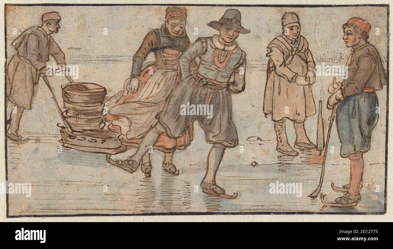 Skaters and Kolf-Players on the ICE. Skaters on the ice; On the left a ...