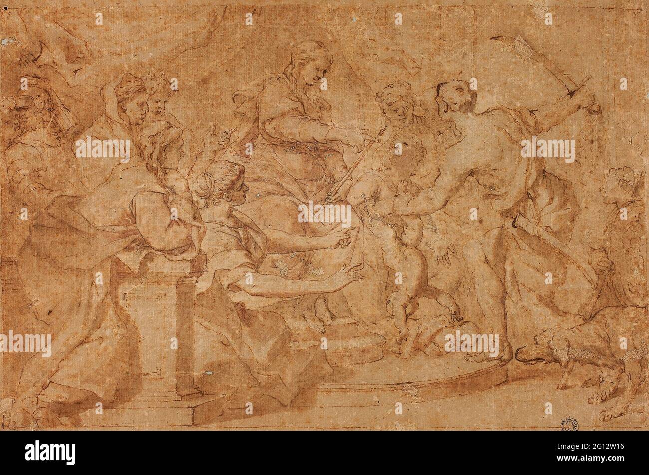 Pietro da Cortona. Judgment of Solomon - Possibly Pietro da Cortona (Italian, 1596-1669) or the studio of Domenico Piola (Italian, 1627-1703) or Stock Photo