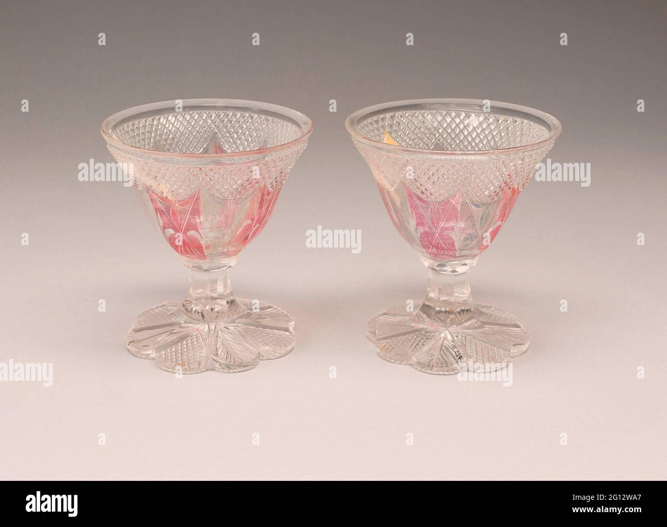 Set of Two Wine Glasses 19th century Friesland. Glass; blown