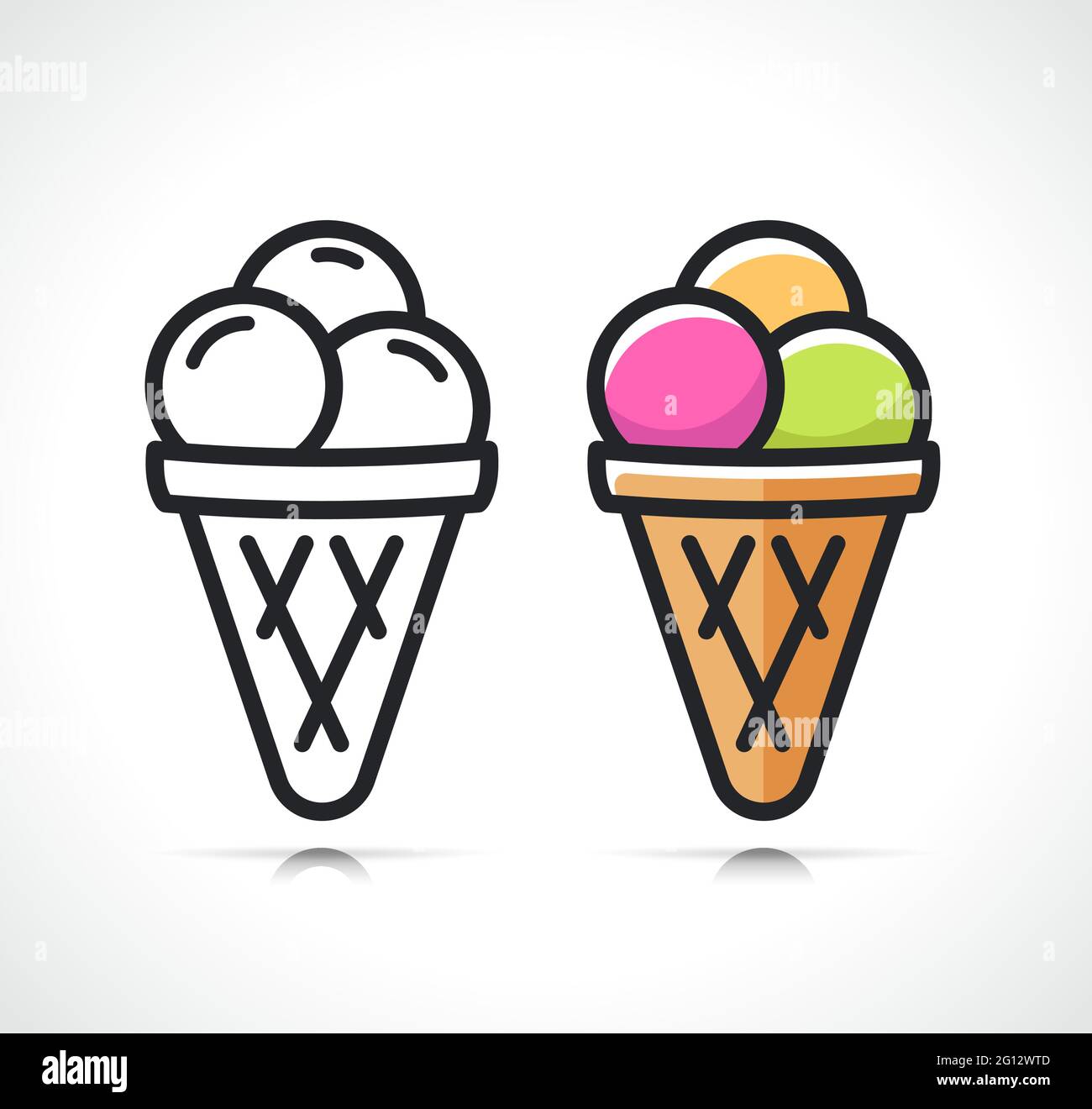 ice cream thin line and flat icon Stock Vector