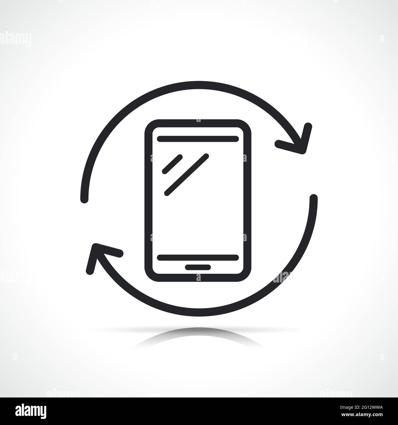 smartphone and arrows thin line icon isolated Stock Vector