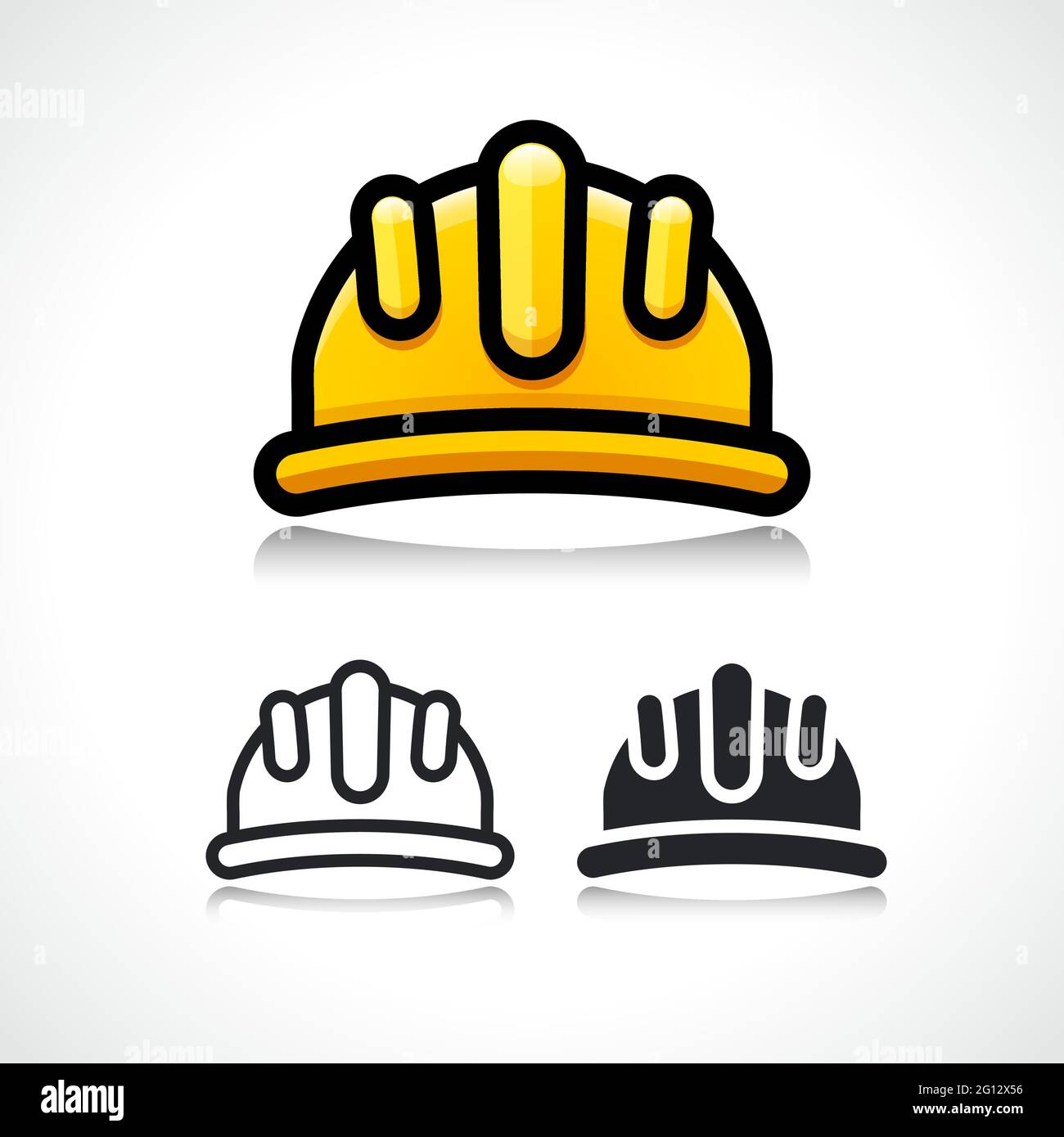 safety construction helmet cartoon thin line icon Stock Vector
