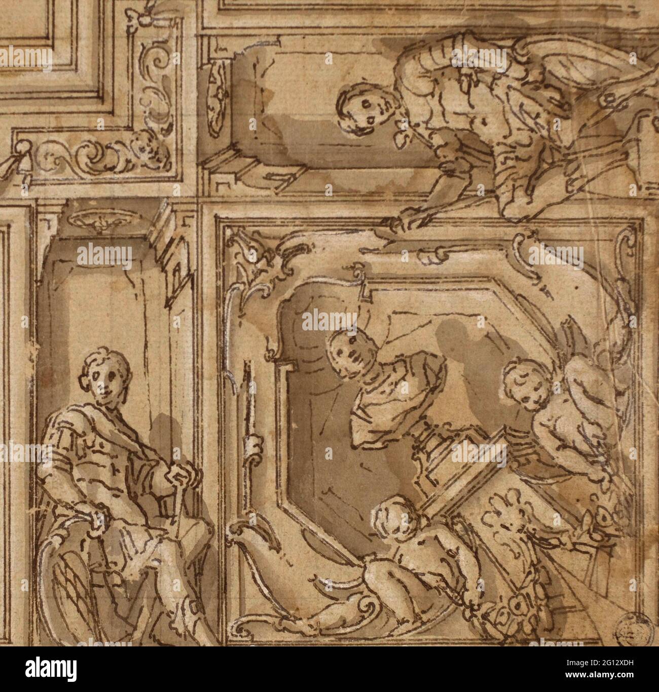 Lazzaro Tavarone. Design for Corner of a Ceiling Decoration 1590/1614