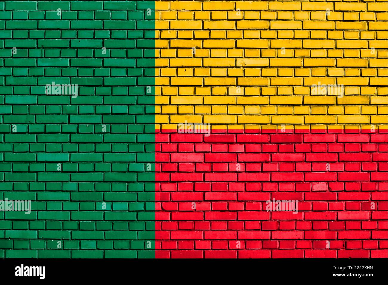 flag of Benin painted on brick wall Stock Photo