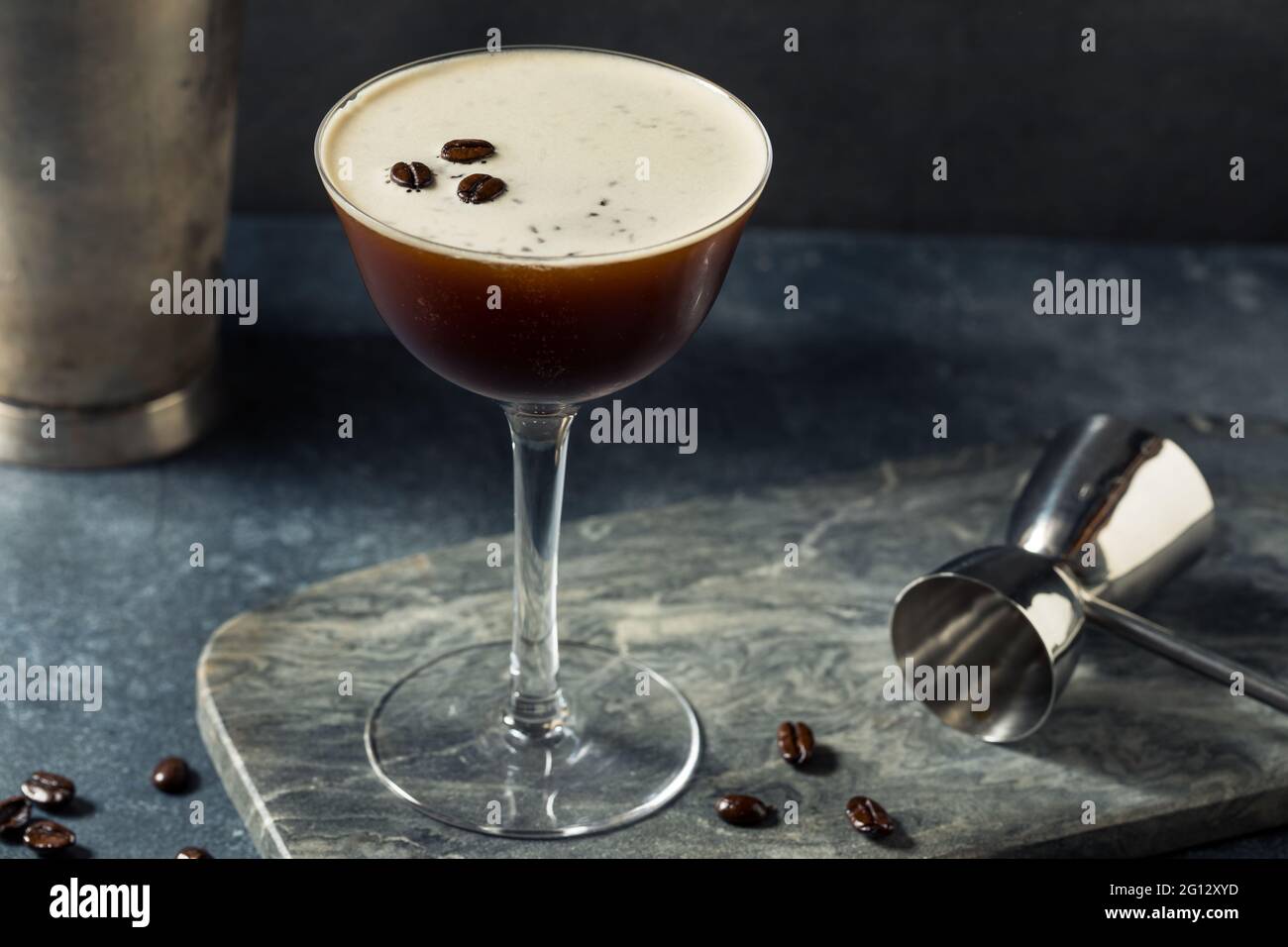 Cold Refreshing Espresso Vodka Martini in a Coupe Stock Photo Alamy