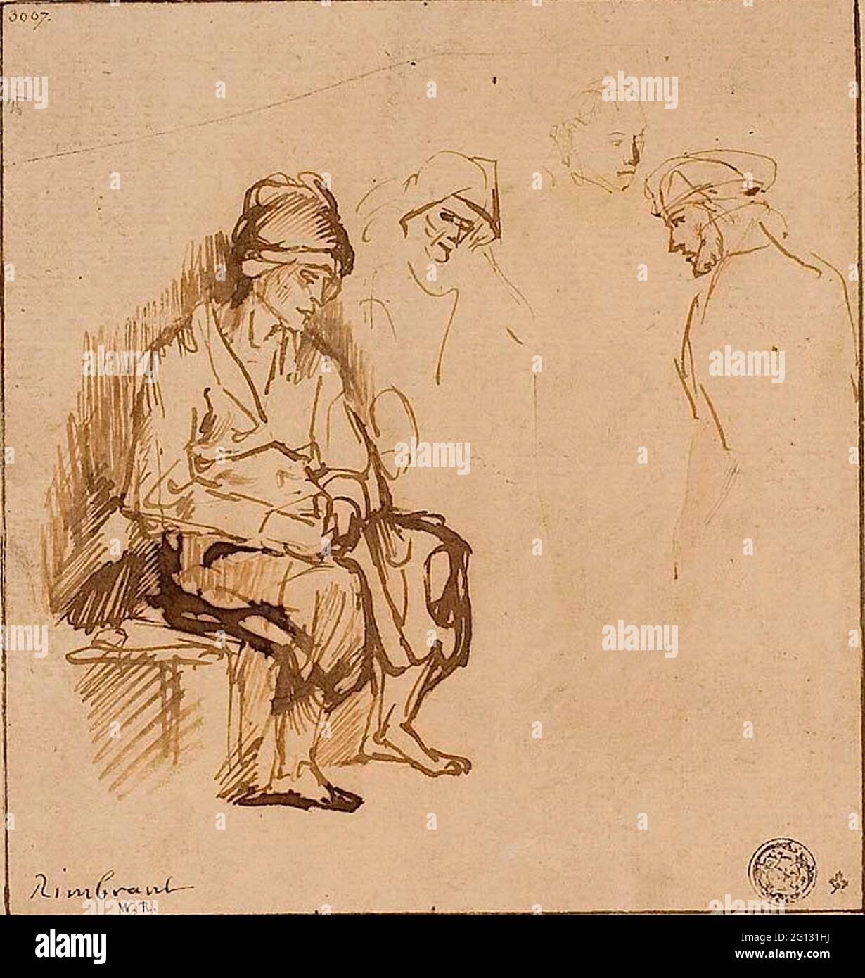 School of Rembrandt Harmenszoon van Rijn. Woman Seated on Bench and