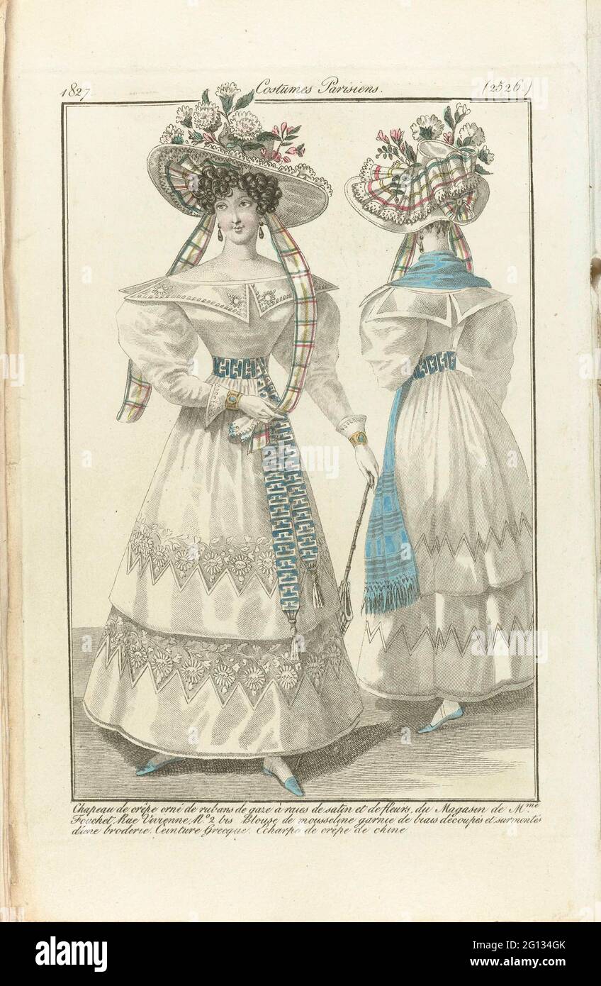 Ladies' newspaper and modes 1827, Parisian costumes (2526 Stock Photo -  Alamy