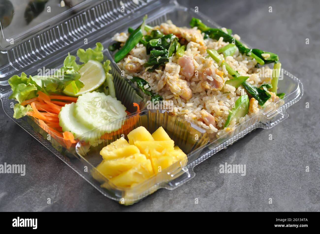 stir fried rice with vegetable and pineapple in the box,food set Stock ...