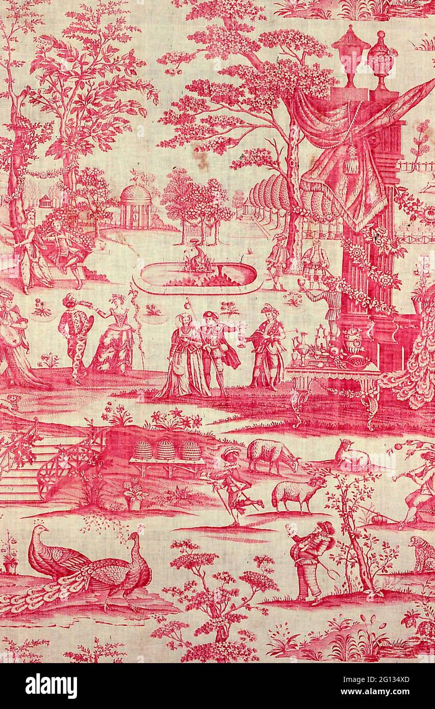 Commedia del - Arte (Furnishing Fabric) - after 1770 - England. Cotton; plain weave; copperplate printed. 1760 - 1790. Stock Photo