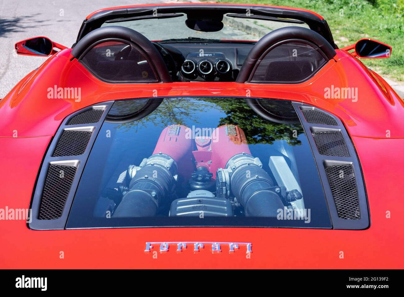BUDAPEST, HUNGARY May 11, 2021 Ferrari F430 Spider, Italian sports