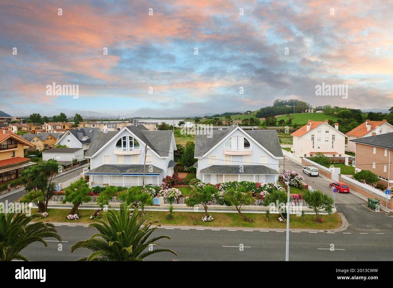 Santona, Cantabria, Spain, June 10 2020, Little houses in santona, Cantabria. Stock Photo