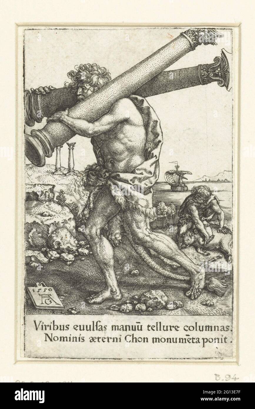 Hercules carries the columns; Working from Hercules. Hercules, walking ...