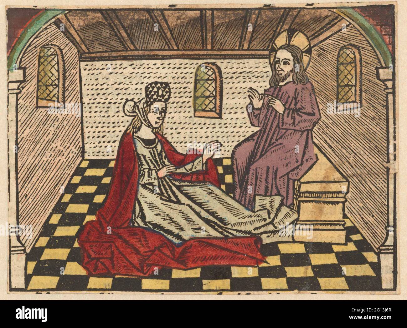 Mary Magdalene. Maria Magdalena sitting in a cave. Her hand rests