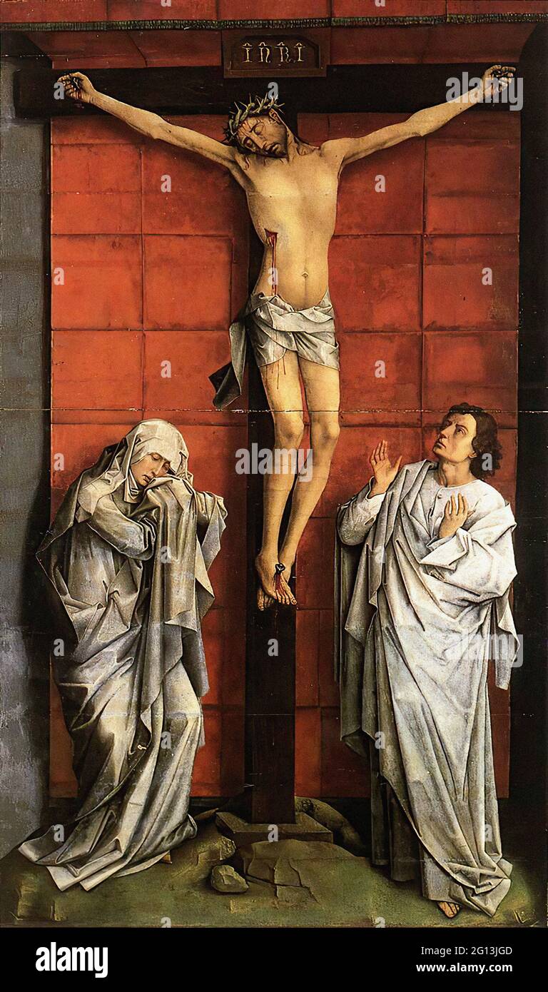 Rogier Van Der Weyden - Christ Cross with Mary St John Stock Photo - Alamy