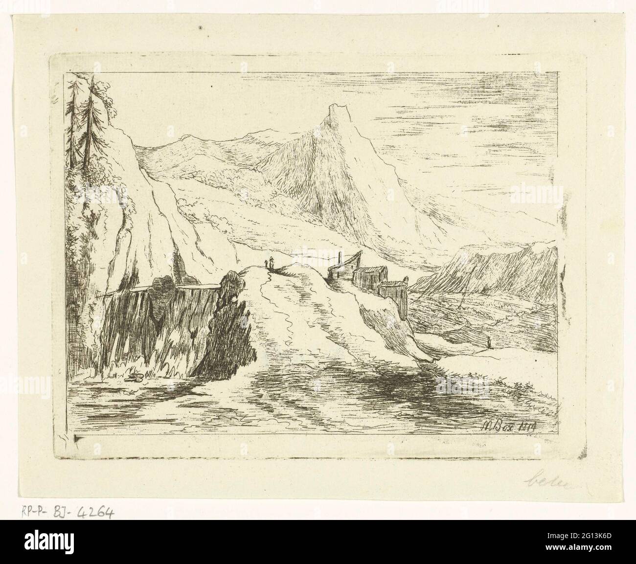 Mountain landscape with waterfall Stock Photo - Alamy