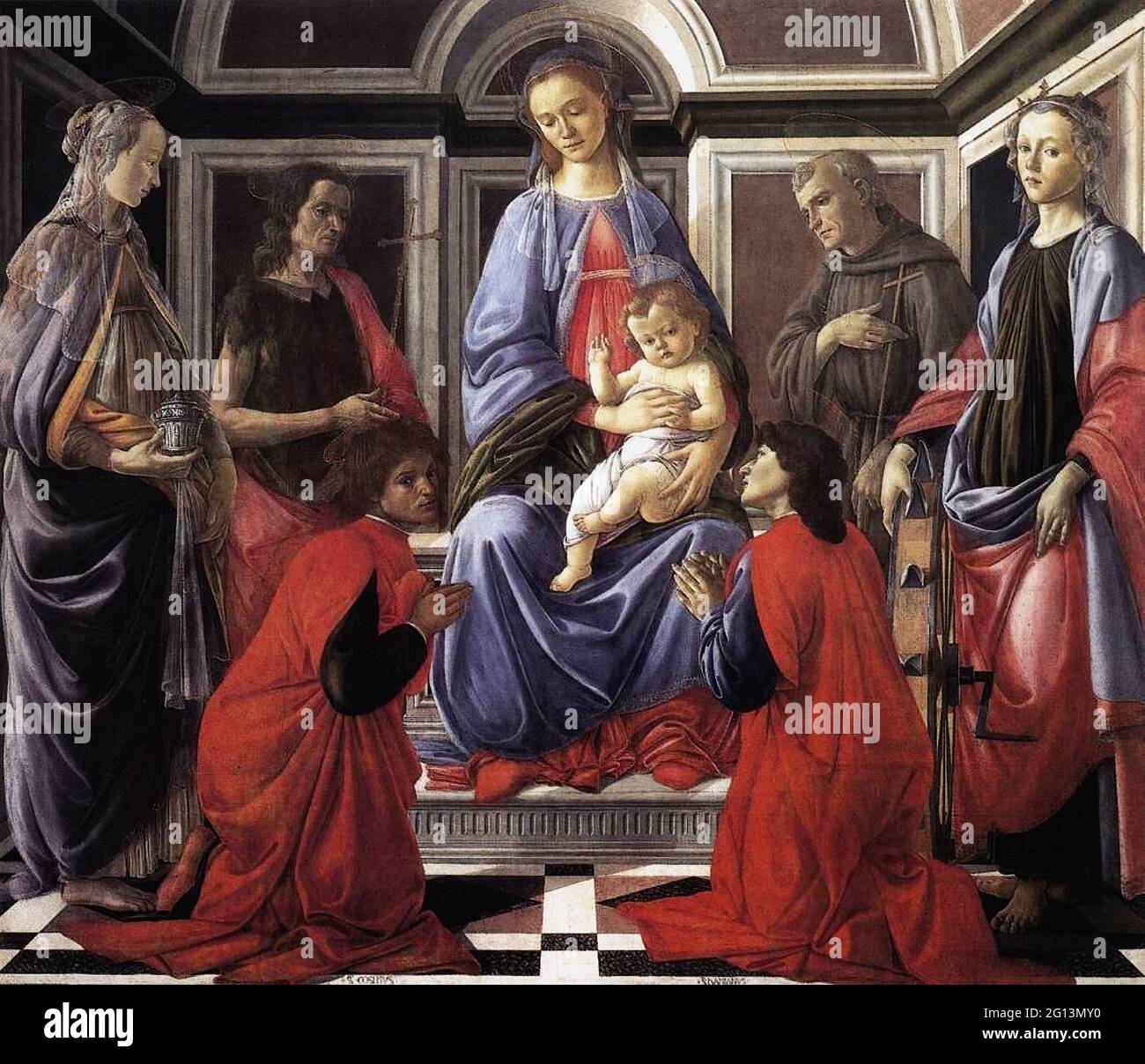 Sandro Botticelli -  Virgin Child Six Saints 1470 Stock Photo