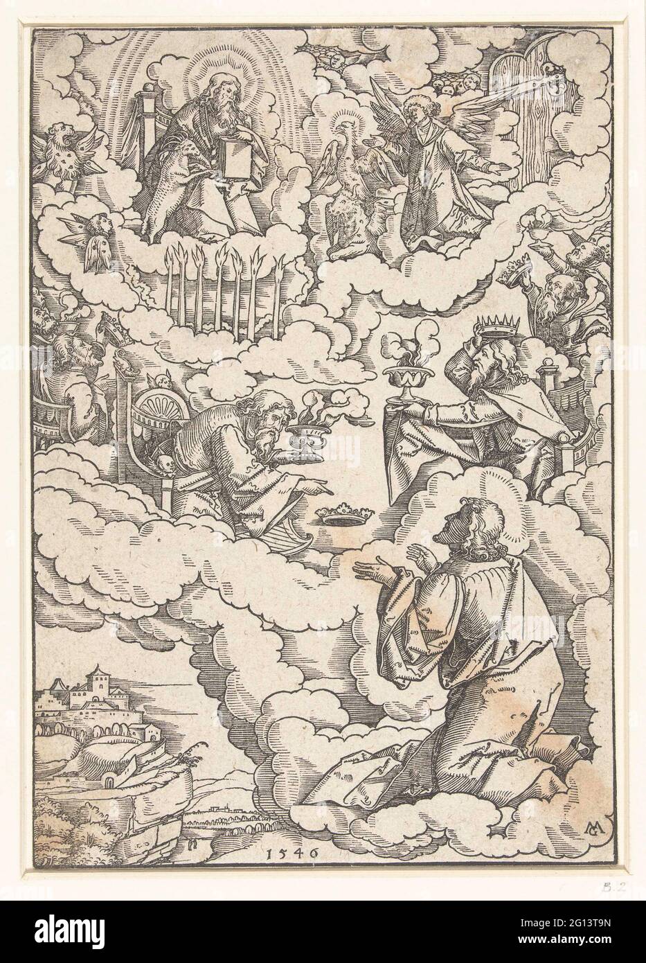 Vision of John the Evangelist with a throne God and the twentyfour