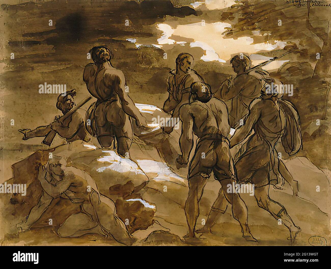 Théodore Géricault -  Murderers Carry Body Fualdes 1818 Stock Photo