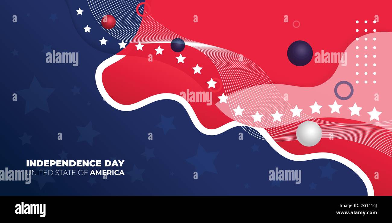 Happy Independence day for United State of America with red and blue abstract background. American flag background design. Good template for U.S.A Ind Stock Vector