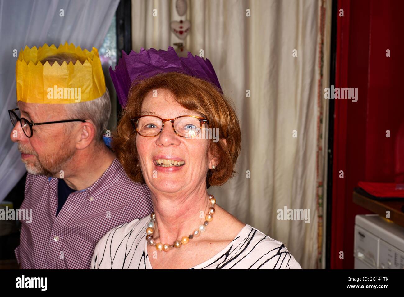 Paper Christmas cracker hats Stock Photo Alamy