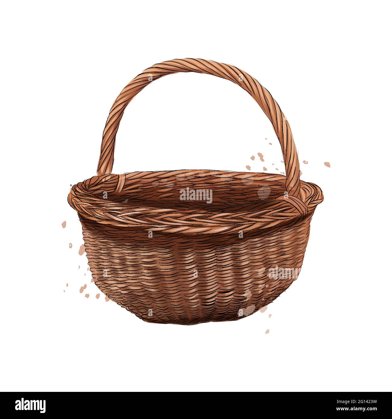 Wooden rounded wicker basket from splash of watercolors, colored drawing,  realistic. Vector illustration of paints Stock Vector Image & Art - Alamy