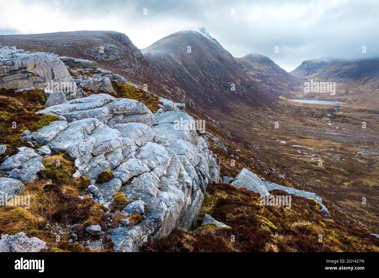 Quinag, a mountain in Assynt in the north west highlands of Scotland Stock Photo