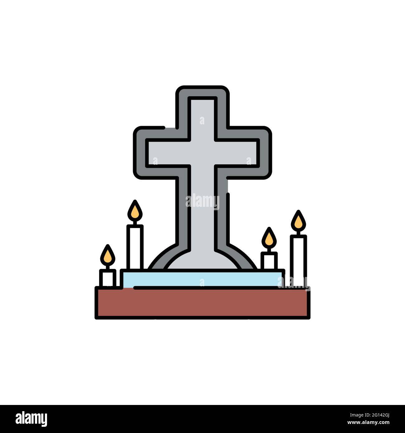 Cross color line icon. Isolated vector element. Outline pictogram for web page, mobile app, promo Stock Vector