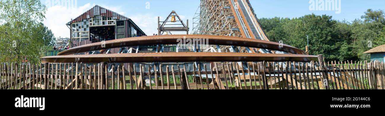Untamed , Lost Gravity and the Log flume at Walbi Holland Amusement Park The Netherlands Stock Photo